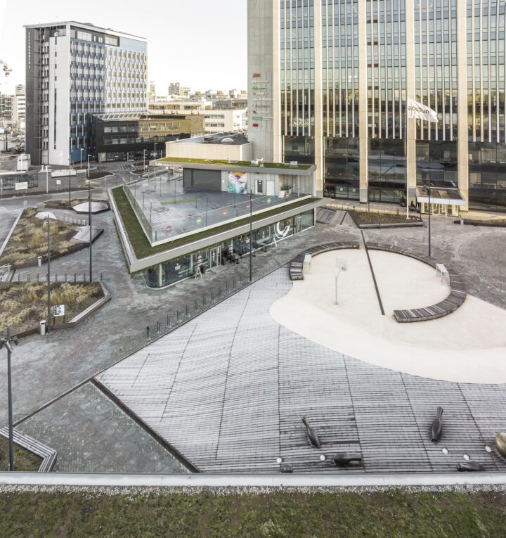 Aerial view, Keilaniemi Square and Pavilions