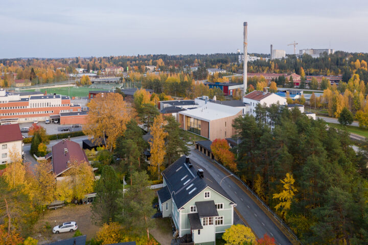 Aerial view, Kajaani Upper Secondary School and Kainuu Vocational College Extension