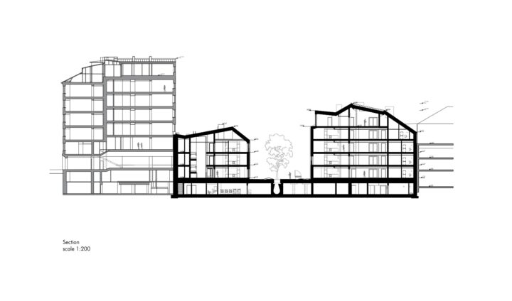 Section, Liisankatu 14 Infill Apartment Buildings