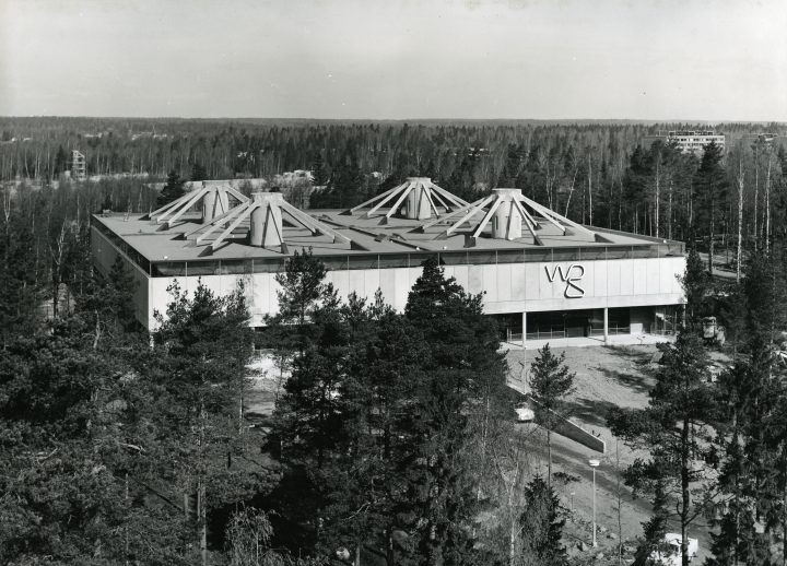 Aerial view from the South, the first phase, The WeeGee Exhibition Centre (Weiling & Göös Printing House)
