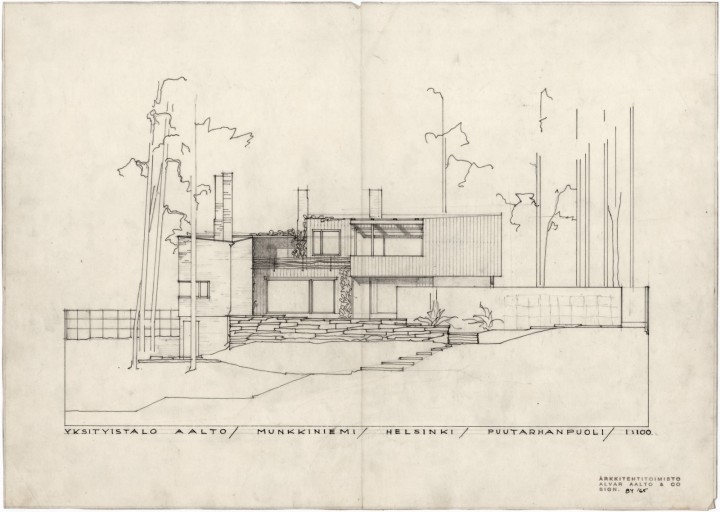 South elevation, The Aalto House