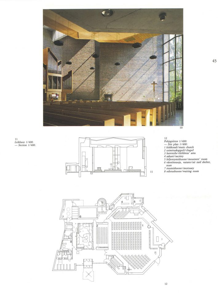 Floor plan published in the Finnish Architectural Review 4/1985, Harjavalta Church