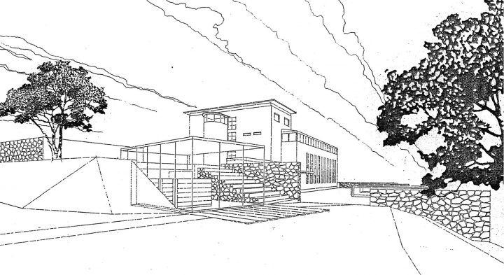 Perspective drawing, competition entry 2003, Åland Maritime Museum