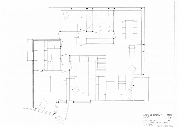 One of the several different floor plans of the apartments in the housing complex, Carenia & Linnankatu 8 Housing