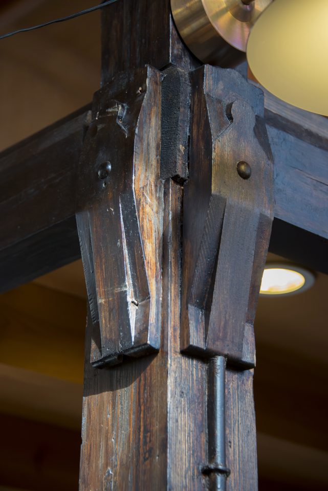 A detail of a wooden structure, Hietalahti Market Hall