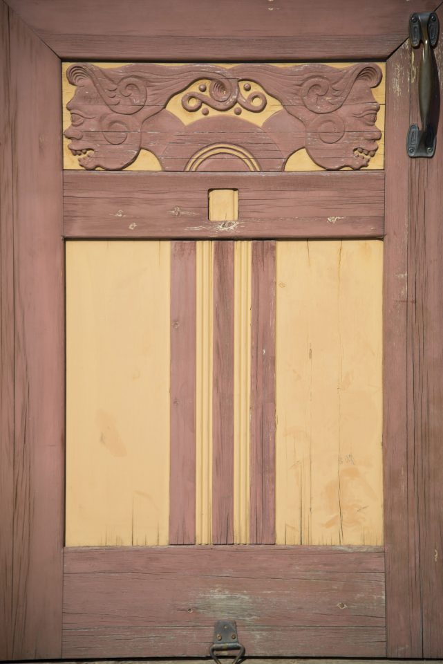 A detail of a decorative door, Hietalahti Market Hall