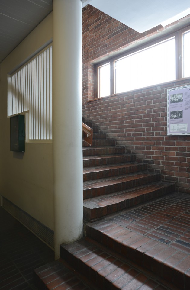 The main staircase of the student restaurant Lozzi , University of Jyväskylä, the Aalto’s Campus