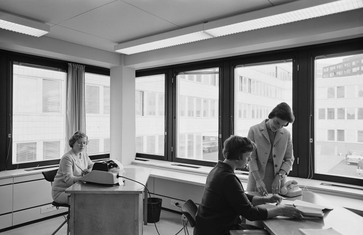 Interior photographed in 1965, Kallio Municipal Office Building