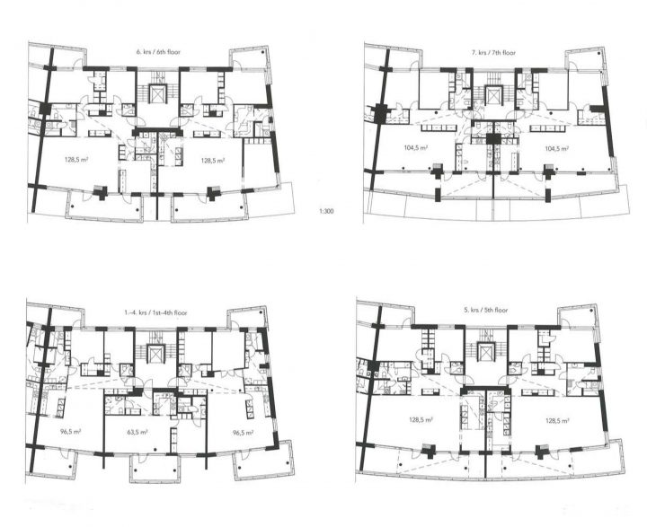 Floor plans, Kesäkatu Housing