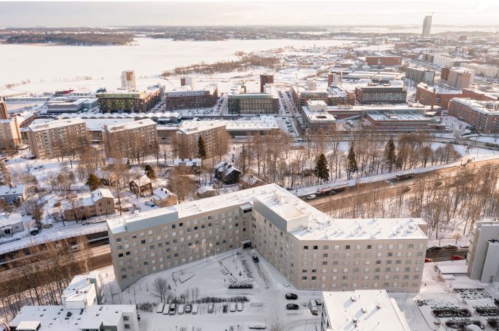 Aerial view from the nortwest, Kumpula Student Housing