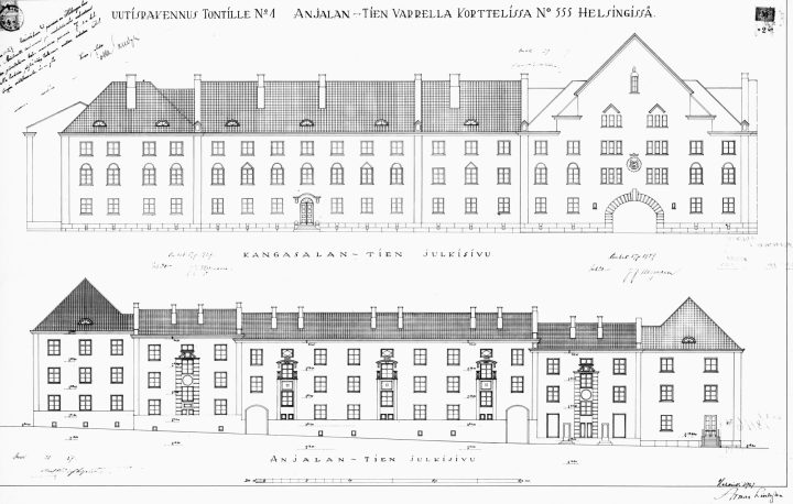 Original drawings by Armas LIndgren and Bertel Liljequist, Workers’ Housing for Kone ja Silta Ltd