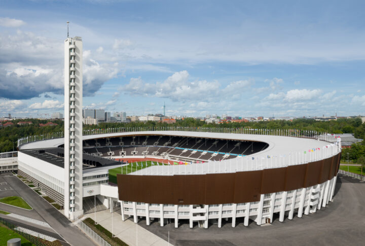 After the 2020 refurbishment and extension of the canopy by K2S Architects, Olympic Stadium