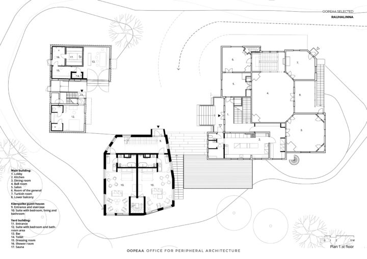 Ground floor plan, Rauhalinna Mansion and Guest House