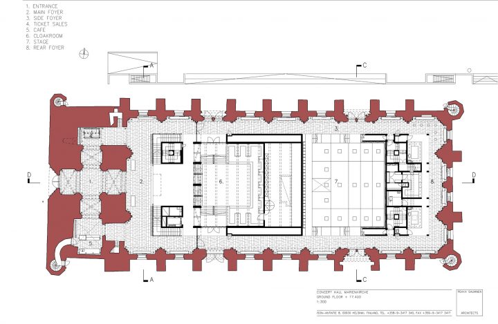 Floorplan of the ground floor, Marienkirche Concert Hall