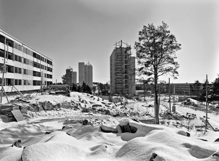 Construction site in 1963, Pihlajamäki Residential Area