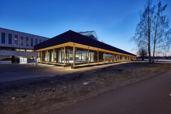 Building exterior facing South, Little Finlandia Events Centre