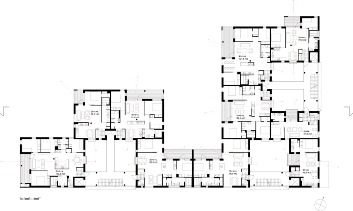 Floor plan, Helsingin Sinisimpukka Housing