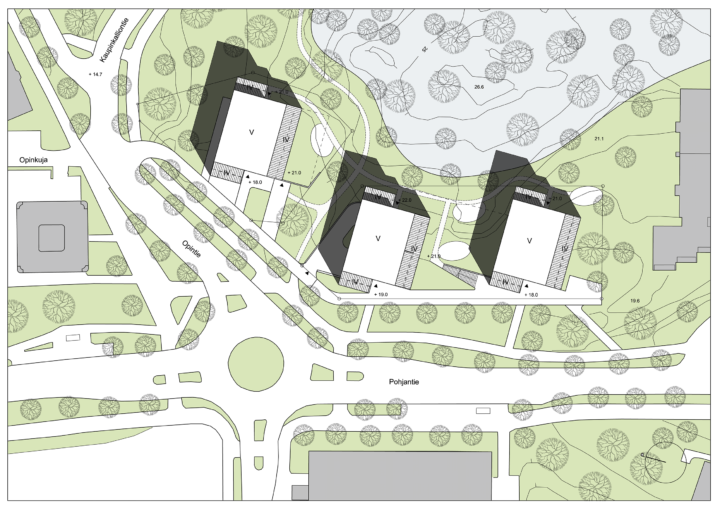 Site plan, Tapiolan Aino and Sampo Housing