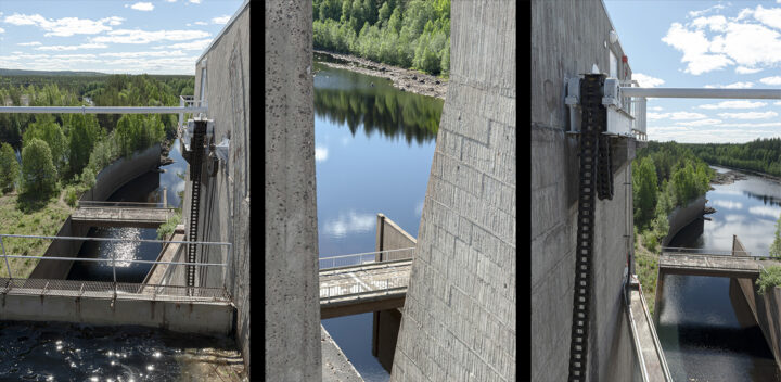 View from the spillway opening to the tailrace in 2019, Seitenoikea Hydropower Plant
