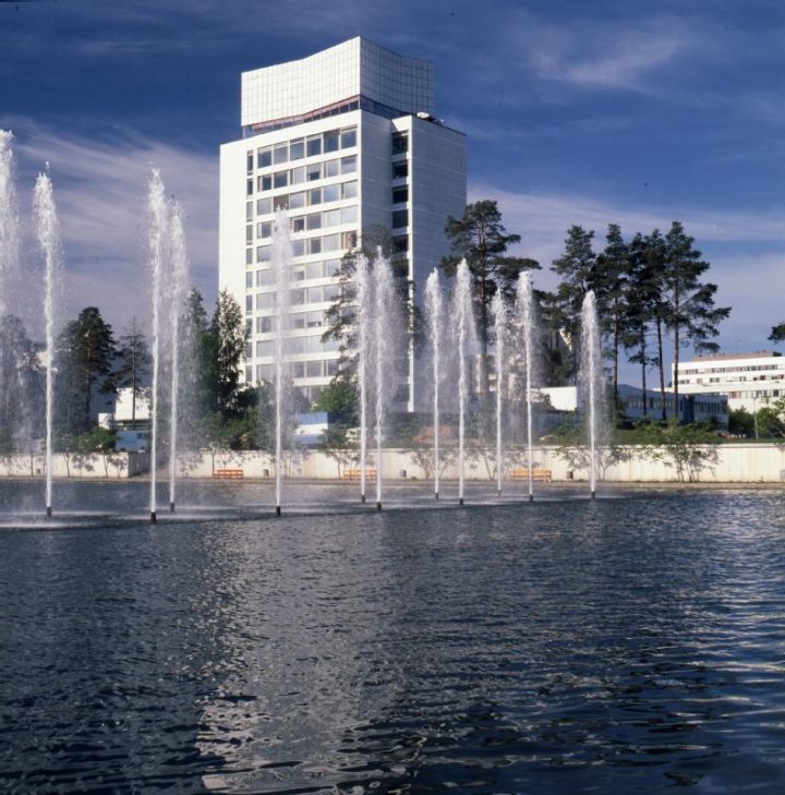 View from the central fountain, Tapiola Central Tower