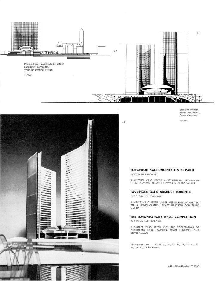 Published in the Finnish Architectural Review in 1958, Toronto City Hall