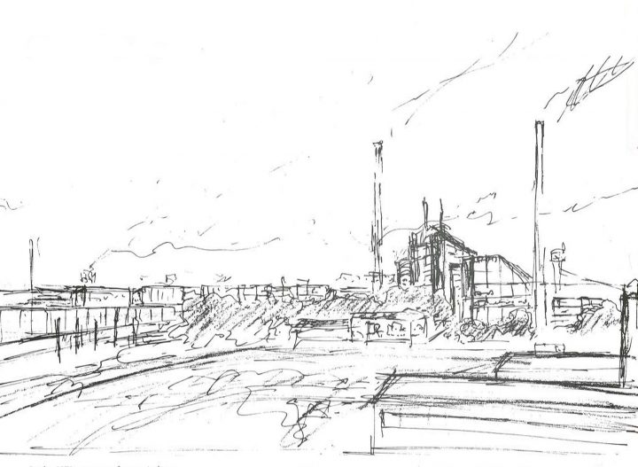 Erkki Kairamo's sketch, Varkaus Paper Mill Additives Processing Unit