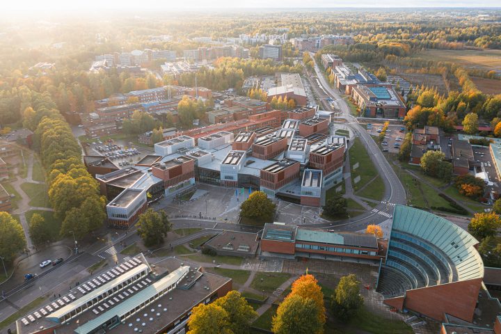 Aerial view from the east, Aalto University Väre Building