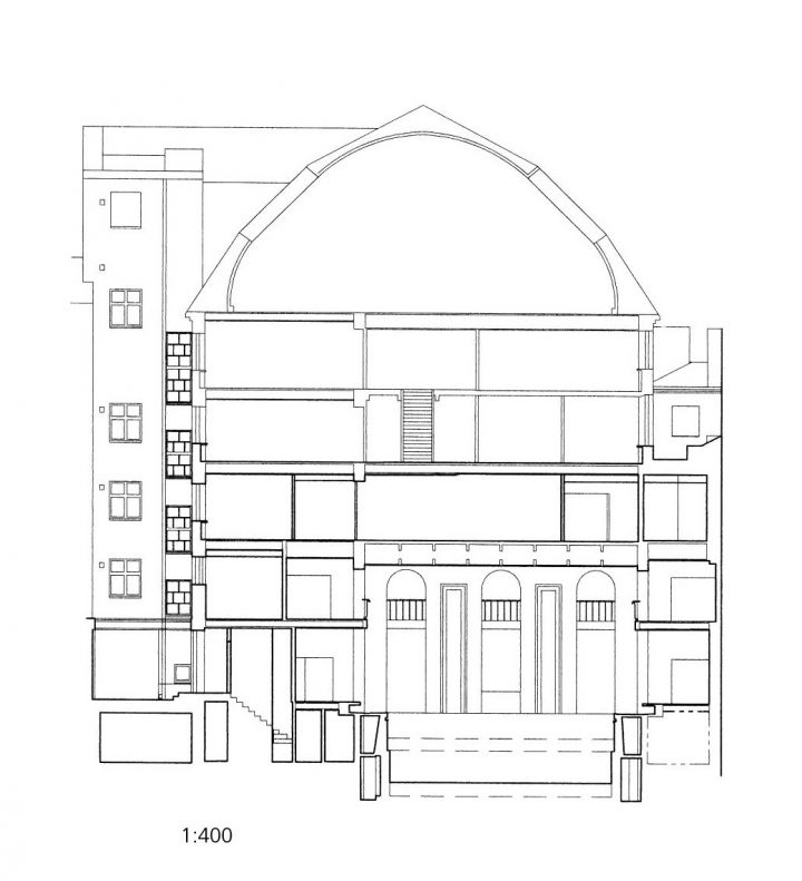 Section plan, Yrjönkatu Swimming Hall