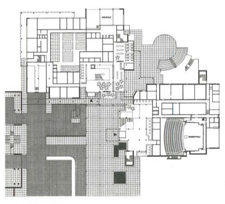 Floor plan of the ground floor, Imatra Cultural Centre