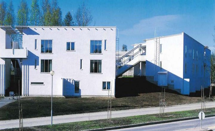 Exterior elevations of the block, Maunolanmäki Daycare Centre and Huuhkajankuja Housing Block