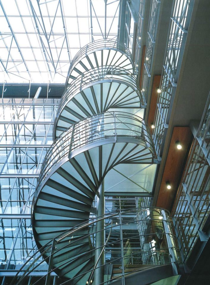 Spiral staircase in the hall, Nokia House