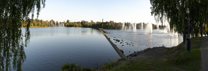 Oulu River estuary and landscape dam according to Alvar Aalto's plan, Koskikeskus Landscape and Urban Plan