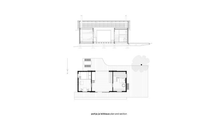 Section and floor plan, Sauna Humble